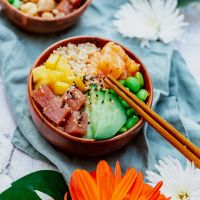 Poke bowl aux poissons crus et Corbières Blanc AOC