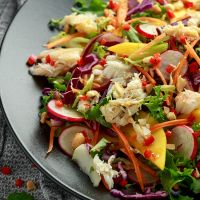 Salade des îles au crabe + Champagne