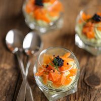 Verrines avocat saumon & Cr&eacute;mant de Bourgogne