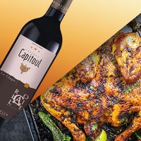 Poulet crapaudine à la moutarde + La Clape Coteaux du Languedoc