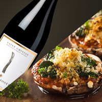 Champignons farcis gratinés + Saint Chinian
